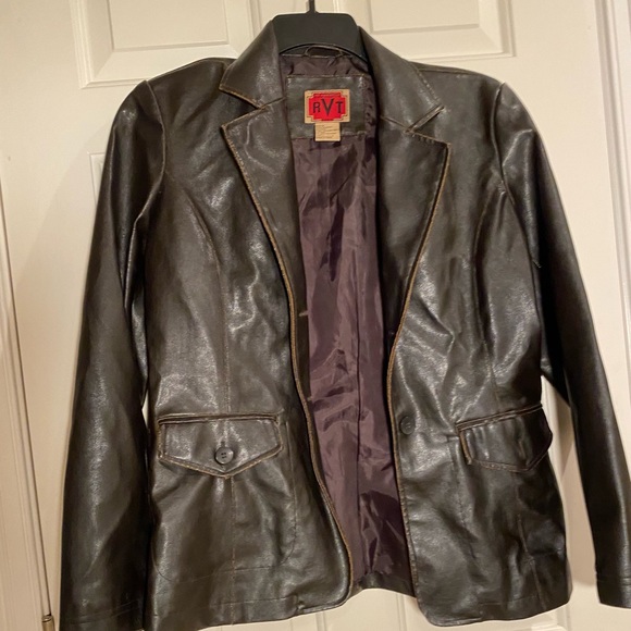 RVT Stressed Black Faux Leather Jacket - Picture 1 of 11